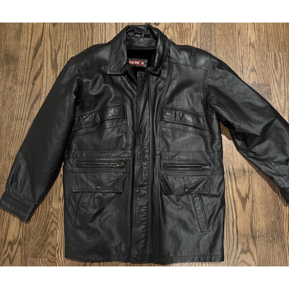 Vintage Phase 2 Genuine Leather Jacket With Removeable Liner Size Large